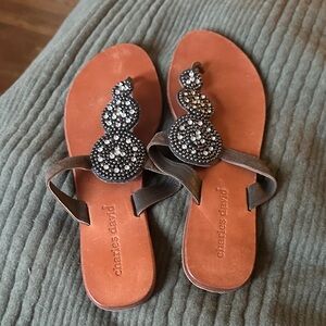 Charles David Beaded Black and Brown Sandals